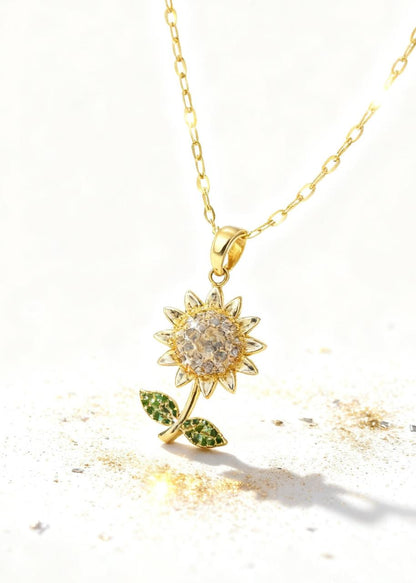 Rising Sunflower Pendant "Adjustable Chain"